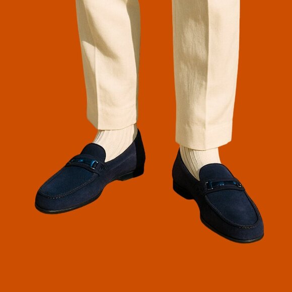 TOD'S Navy Suede Loafers – Made in Italy – Size 13.5 - Picture 1 of 6